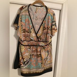 Paisley Print Eyeshadow Plus Size Blouse